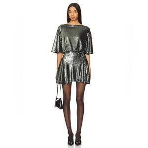 NEW! Free People Size S Manuka Sequin Mini Dress in Gunmetal